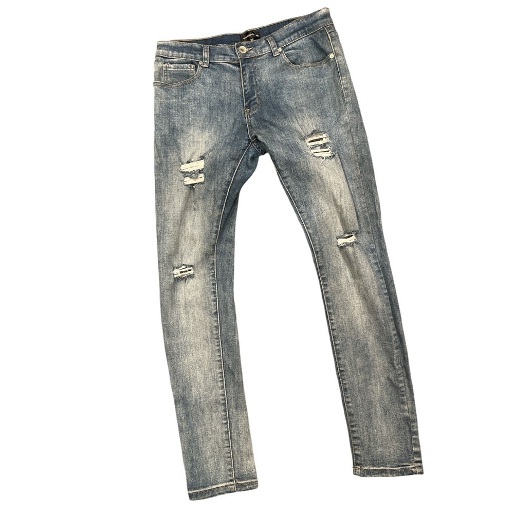 Manière De Voir W32 Distressed Stretch Skinny Jeans Blue